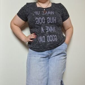 Altar'd State Hug Dog Dark Grey Graphic Tee Small